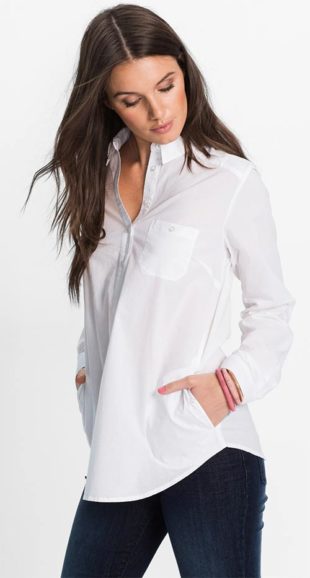 Košilová dámská tunika s límečkem
