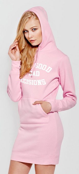 Mikinová tunika s kapucí Bad Decisions Pink