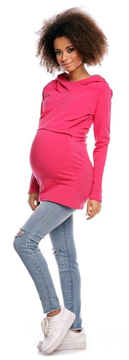 Růžové dámské těhotenské a kojící tričko
