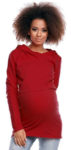 Červená těhotenská tunika uzpůsobená ke kojení