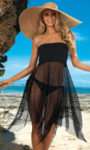 Černé plážové šaty Omena z jemné síťoviny