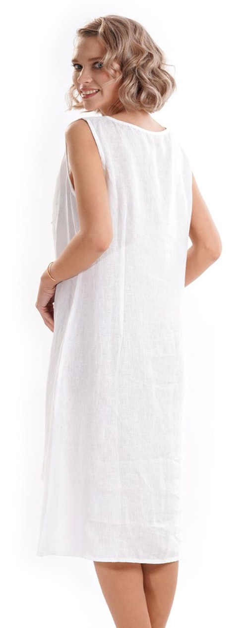 Další bílé letní šaty z přírodního lnu