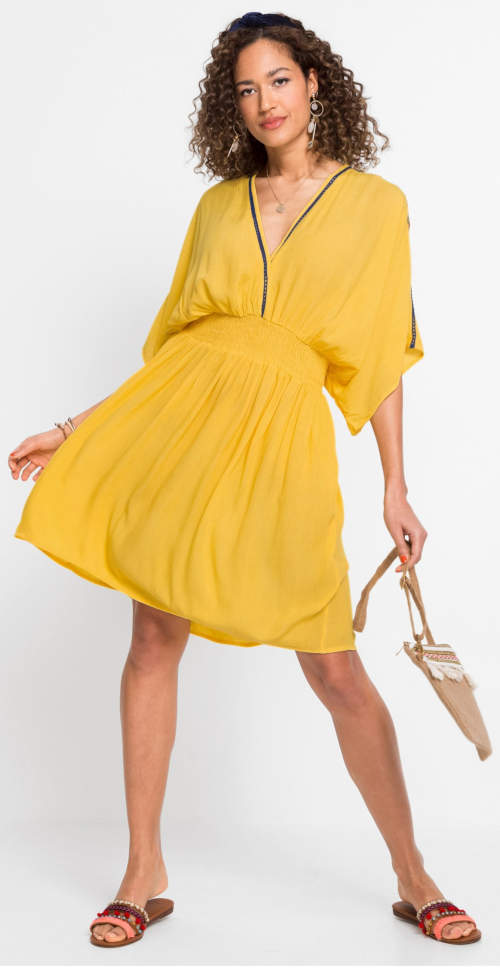 Žluté letní pohodlné tunikové šaty