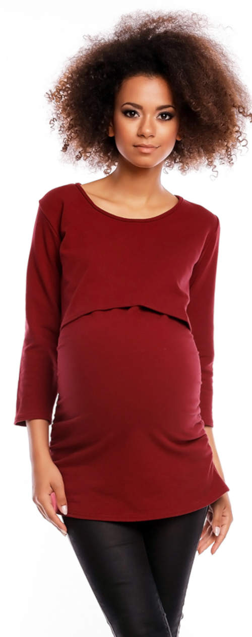 Těhotenská tunika v bordó barvě