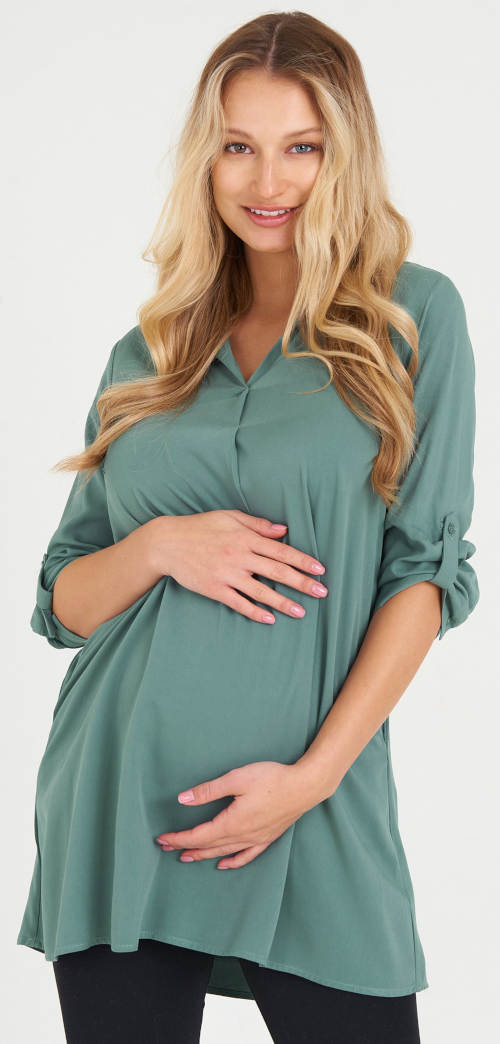 levná těhotenská tunika košilového střihu